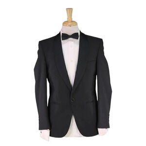 Monatic of London Black 1-Btn Shawl Lapel Tuxedo Formal Suit 36S 37S
